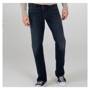 Silver Jeans Zac Straight Leg Jeans Dark Wash Men Size 38 x 34 Long Tall Stretch